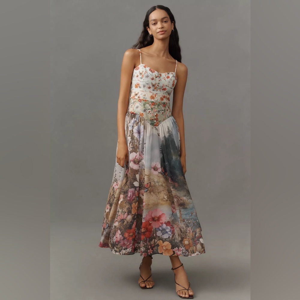 Anthropologie The Muse Basque-Waist Midi Dress - Picture 3 of 5